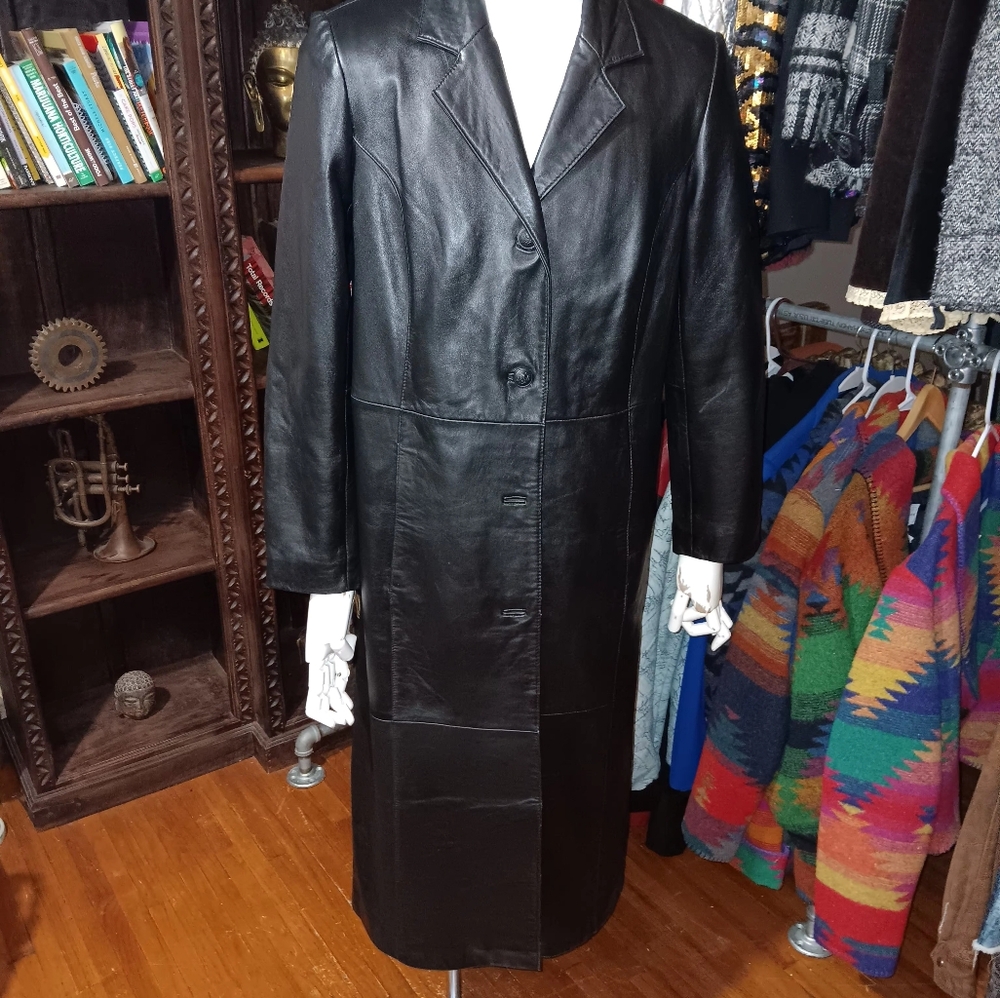 Centigrade leather trench coat